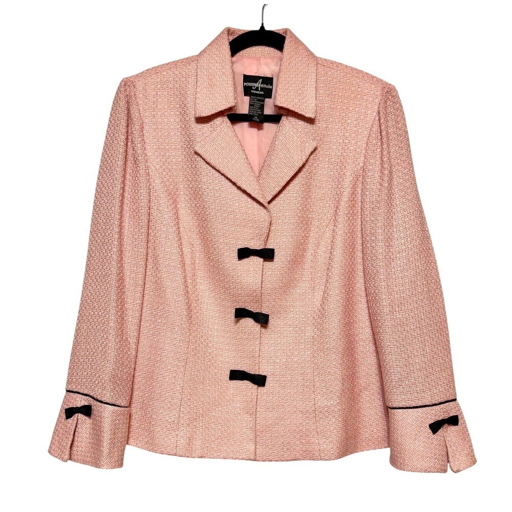 Vintage Coquette Quiet Luxury Tweed Blazer‎ Women Sz 14 Parisian Chic Retro Prep